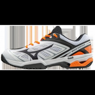 Chaussures Tennis Mizuno WAVE EXCEED CC Blanc / Noir / Orange Homme