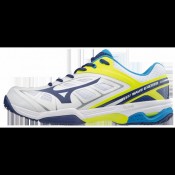 Chaussures Tennis Mizuno Wave Exceed AC Blanc / Bleu / Jaune Homme