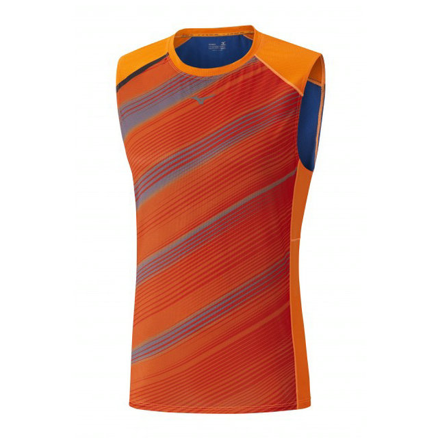 Mizuno T-shirt sans manches Premium Aero Bleu / Orange Running  Homme